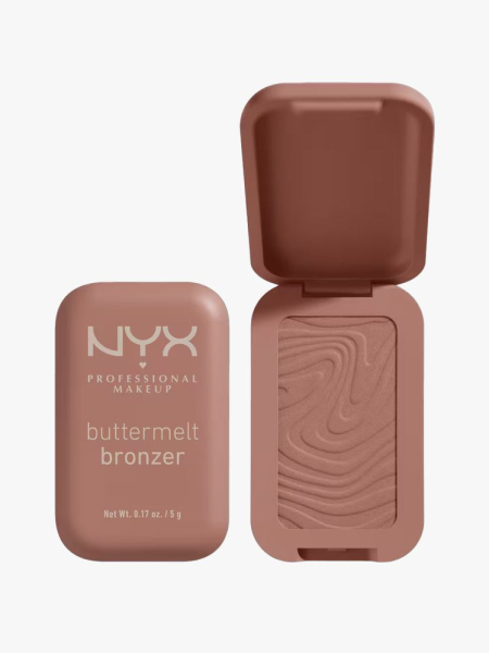 Nyx Professional Makeup Butter Melt Bronzer in branded components on a light gray background