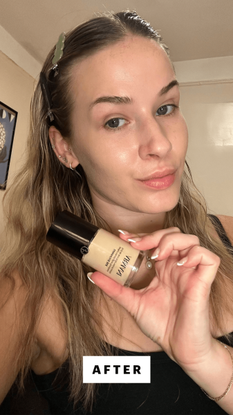 Brower after applying the Giorgio Armani Luminous Silk Foundation